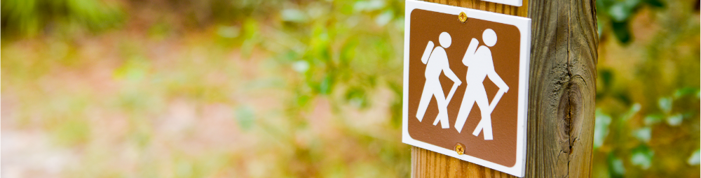 Hiking Sign On A Post